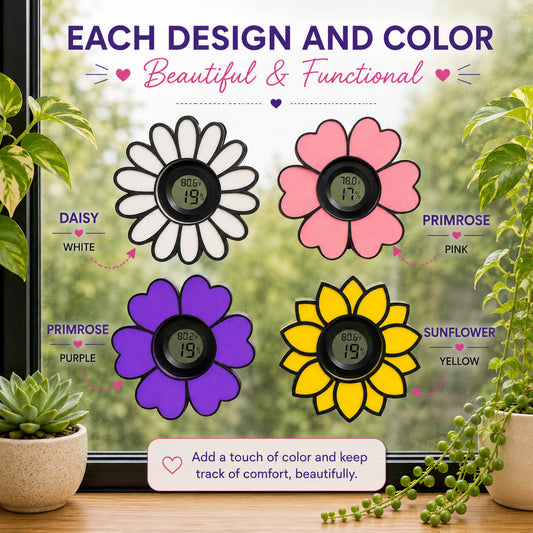 Magnetic flower hygrometer color options – Daisy, Primrose, Sunflower – WBDesignsLV