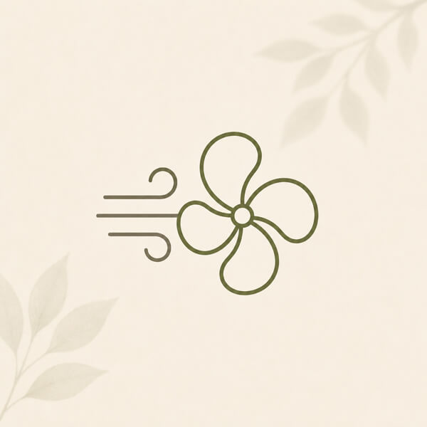 Elegant airflow and ventilation collection icon for plant cabinet accessories