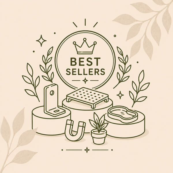 Best sellers collection icon featuring bestselling plant cabinet accessories and magnetic mounts