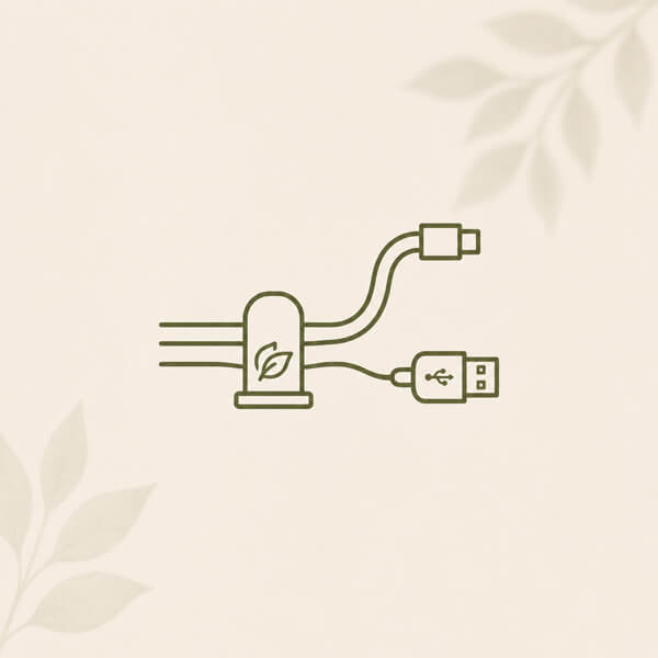 Minimal cable management collection icon for plant cabinet organization