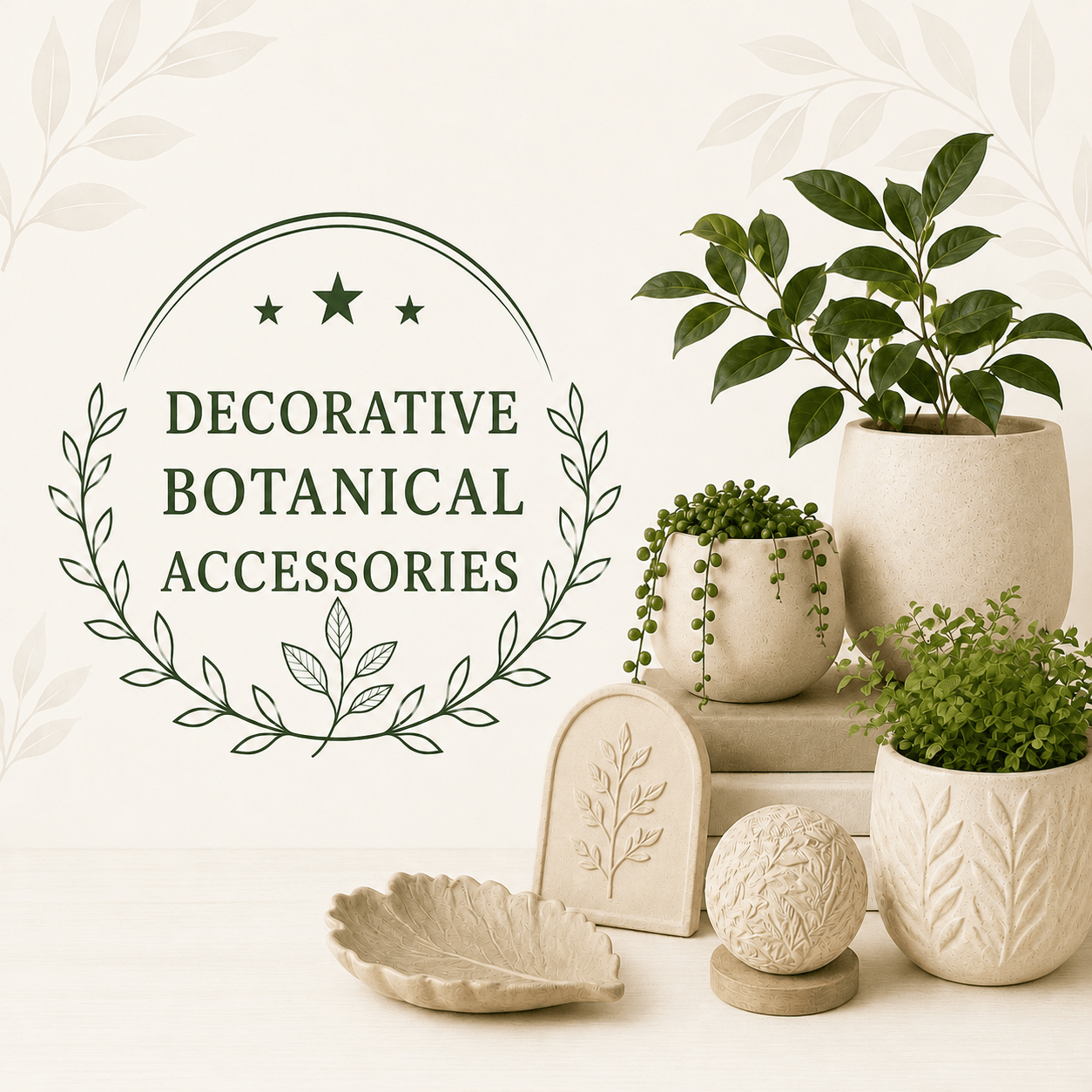 Decorative Botanical Collection graphic with plant-inspired decor, houseplants, and botanical accents.