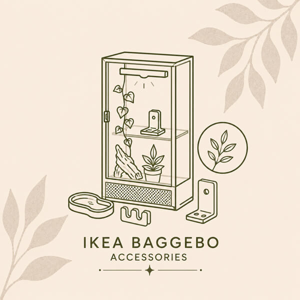 IKEA Baggebo cabinet accessories collection icon with modern botanical styling