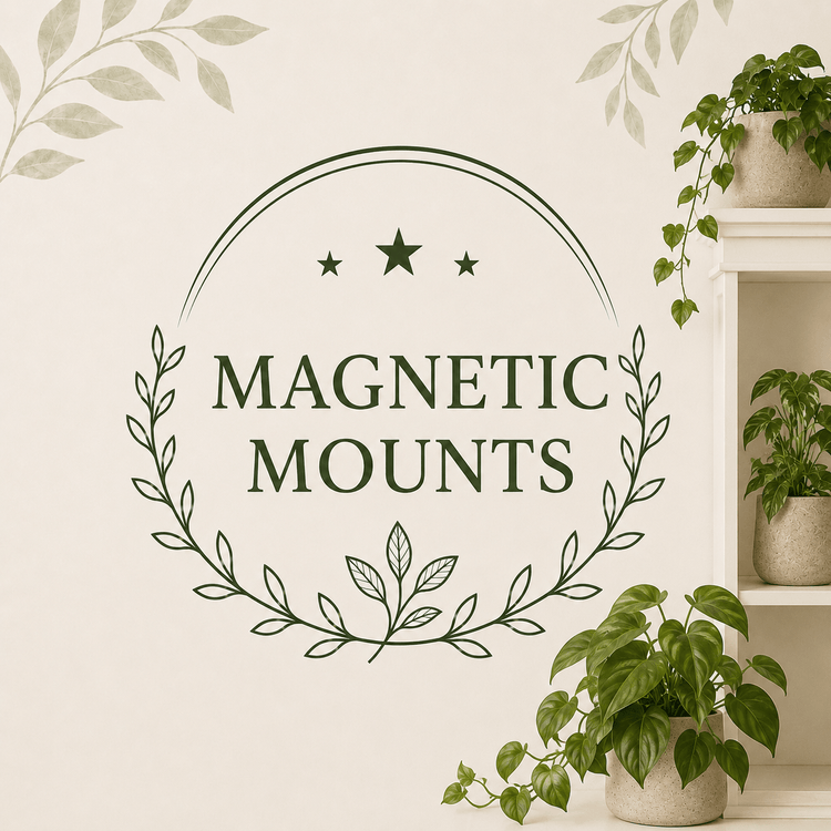 Magnetic Mounts collection graphic with green houseplants and clean botanical styling.