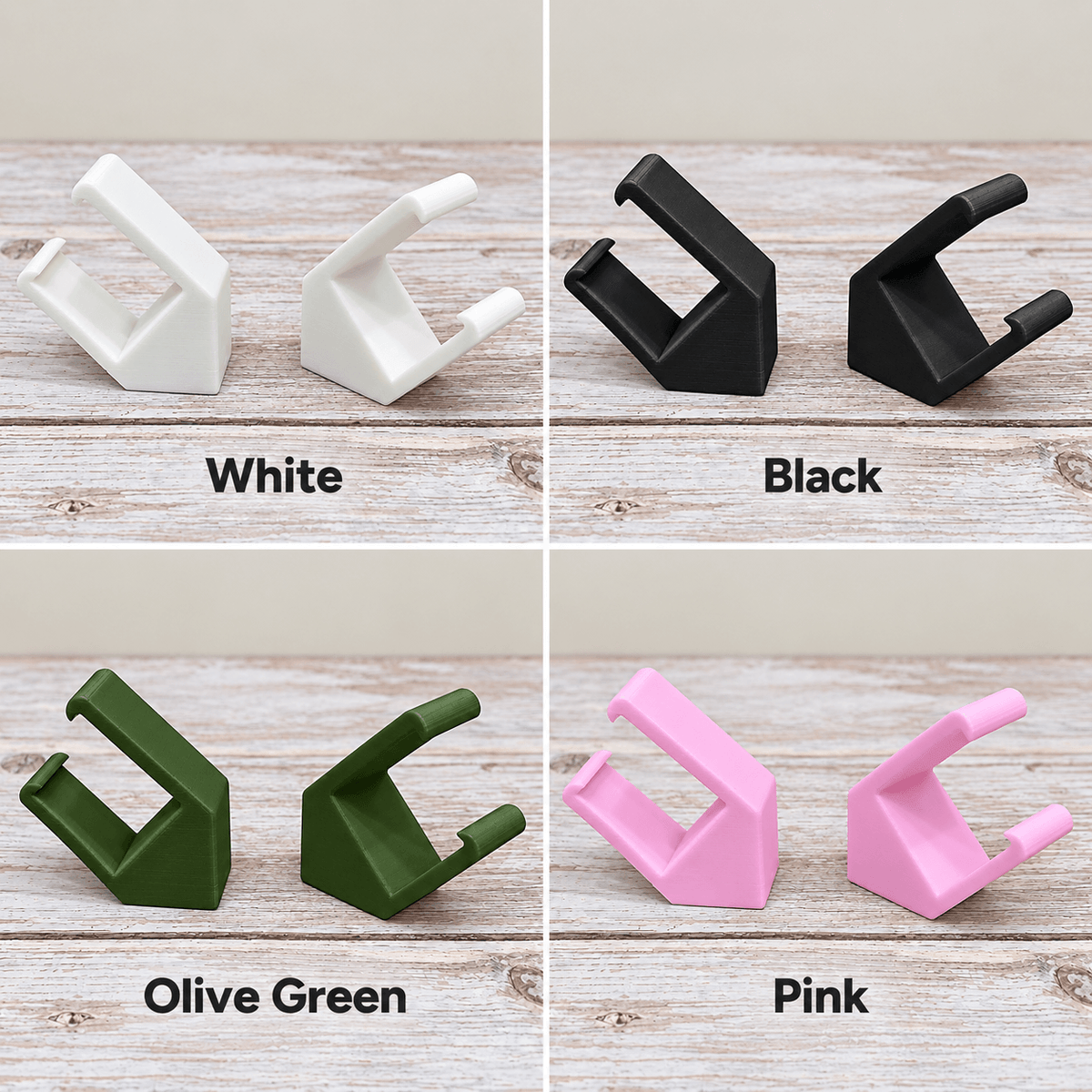 Barrina T5 angled magnetic mount pairs shown in four labeled colors: White, Black, Olive Green, and Pink.