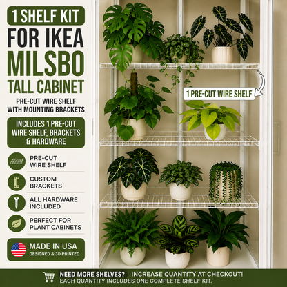 IKEA Milsbo Tall Wire Shelf Kit | 1 Pre-Cut Shelf with Mounting Brackets
