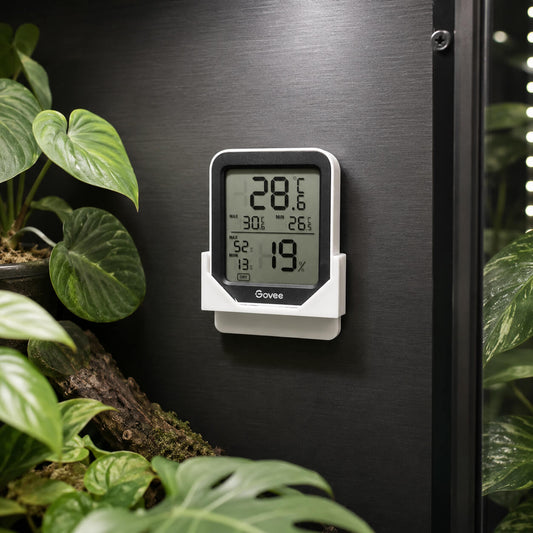 Govee H5075 magnetic mount installed inside IKEA Milsbo plant cabinet