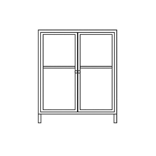 Black and white icon of a window with two panes on a black background