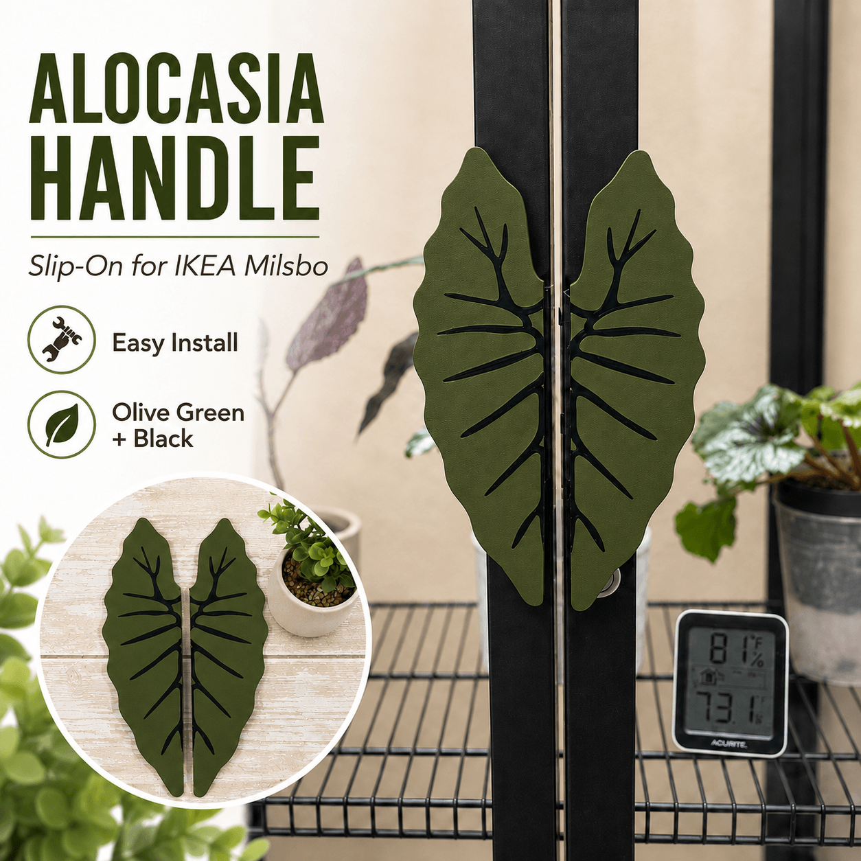 Alocasia Leaf Handle for IKEA Milsbo Tall