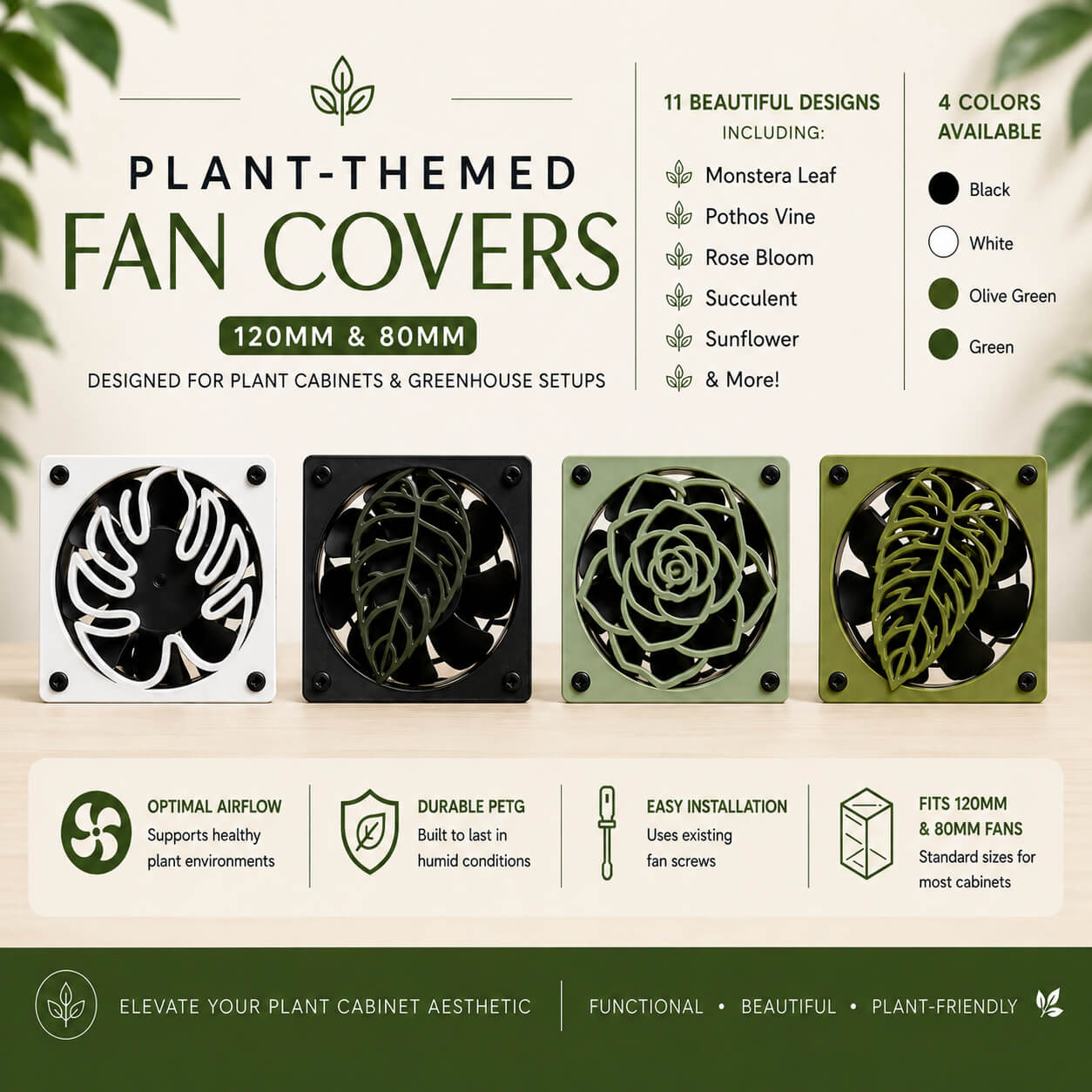 Decorative botanical fan covers for IKEA Milsbo cabinets – collection thumbnail by WBDesignsLV