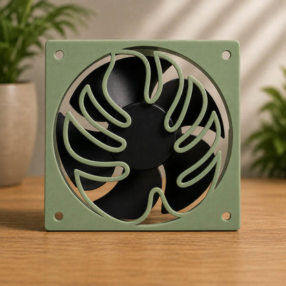 Olive green Monstera Leaf fan cover for IKEA Milsbo cabinet – 80mm & 120mm