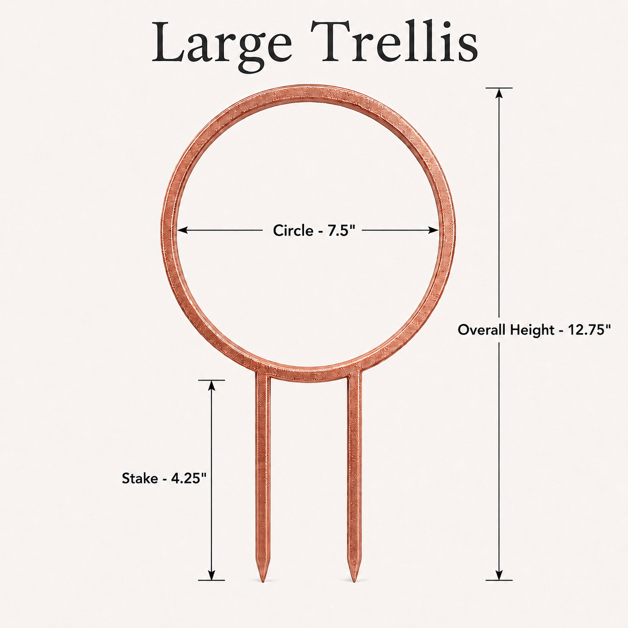 Large Highland cow plant trellis dimensions showing 7.5 inch design width