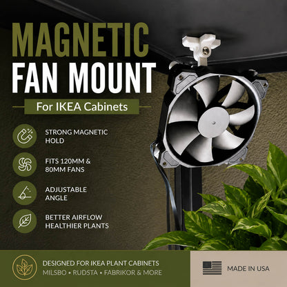 Magnetic fan mount for IKEA Milsbo cabinet – main product view with 80mm fan attached