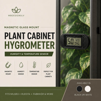 Magnetic glass mount hygrometer for plant cabinets – Black and White – WBDesignsLV