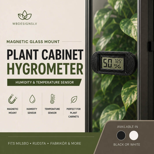 Magnetic glass mount hygrometer for plant cabinets – Black and White – WBDesignsLV