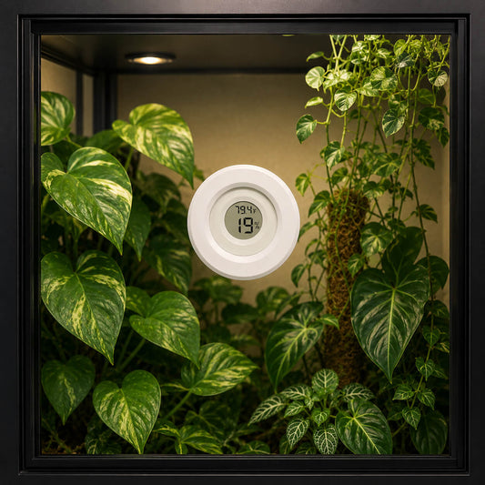 Magnetic round hygrometer installed in IKEA plant cabinet – WBDesignsLV