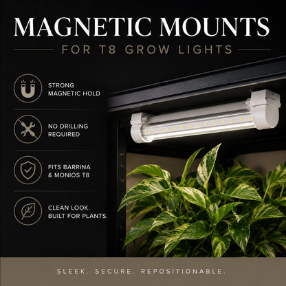 Magnetic T8 grow light mount for Barrina and Monios lights – main product view