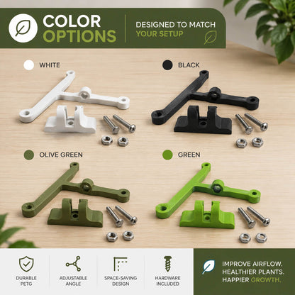 IKEA Milsbo corner fan mount – feature collage showing all colors and configurations