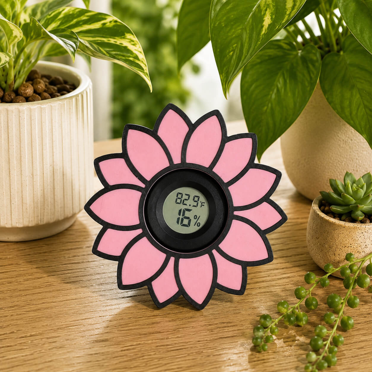 Pink Sunflower glass mount hygrometer – WBDesignsLV