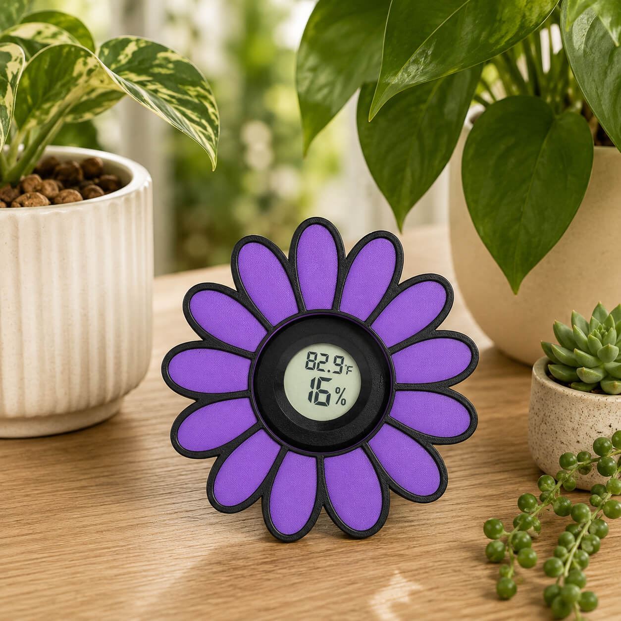 Purple Daisy glass mount hygrometer – WBDesignsLV