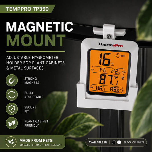 TempPro TP350 adjustable magnetic hygrometer mount in IKEA plant cabinet – WBDesignsLV