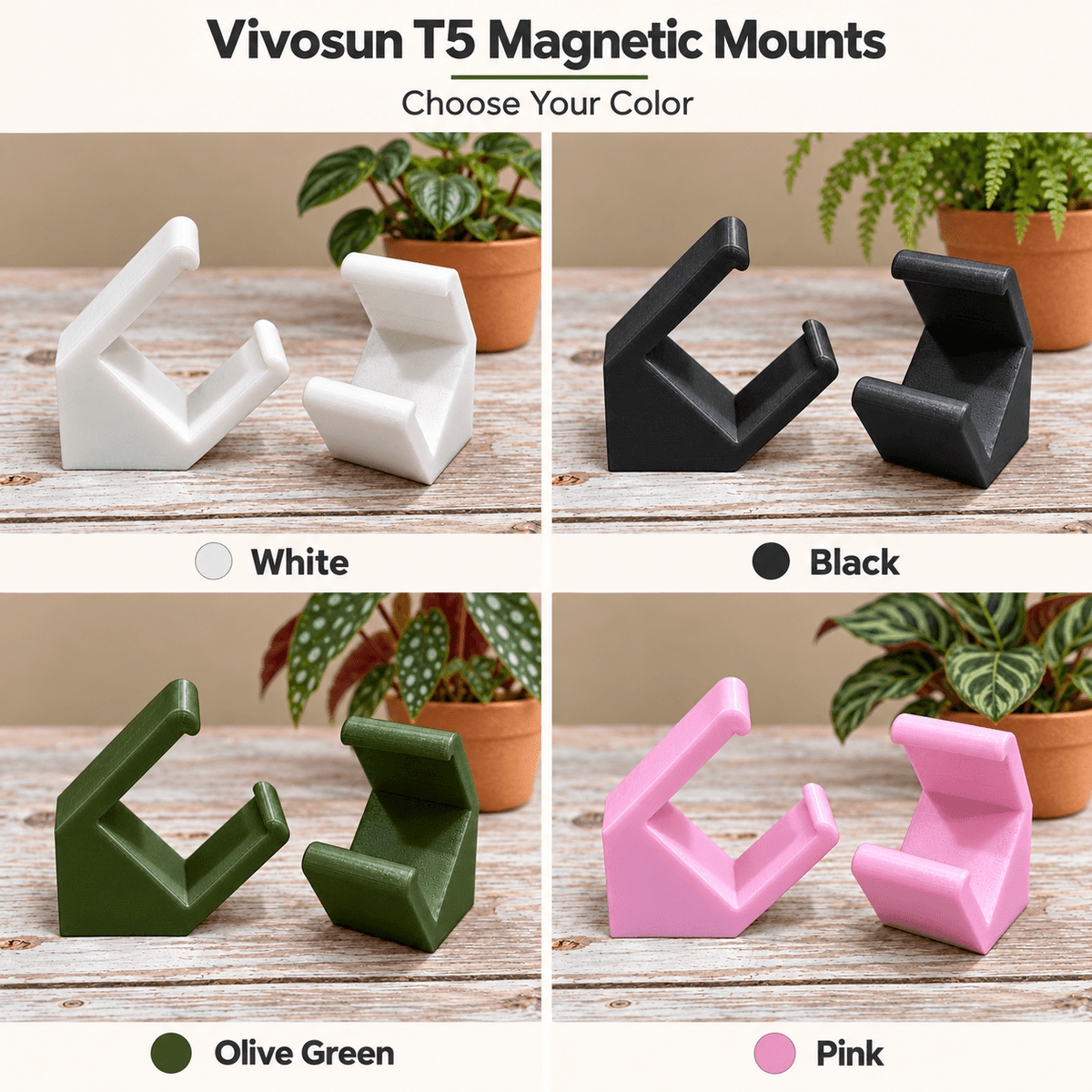 Vivosun T5 Angled Magnetic Light Mounts Set of 2