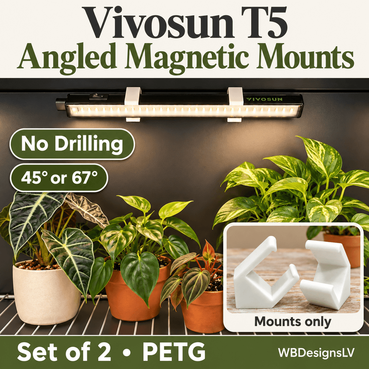 Vivosun T5 Angled Magnetic Light Mounts Set of 2