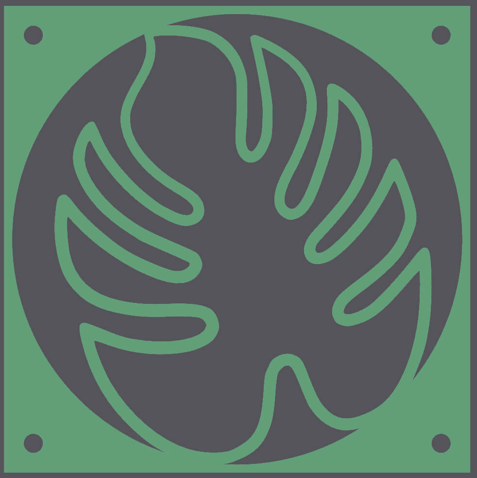 Monstera Leaf decorative fan cover in olive green