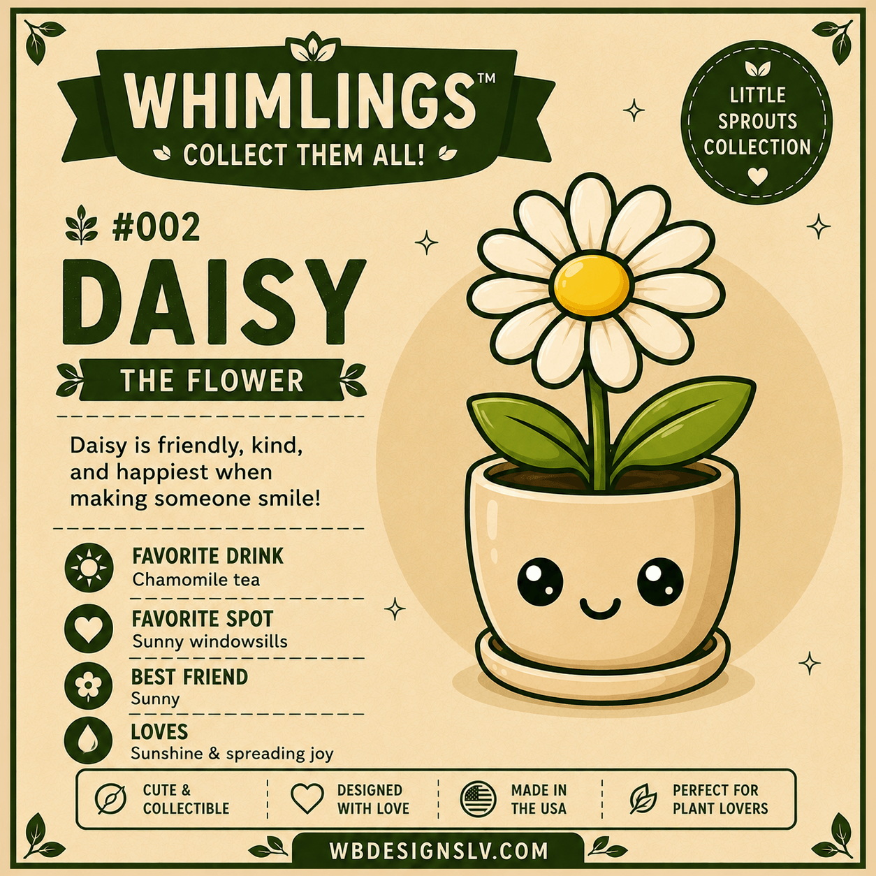 Daisy the friendly flower Whimlings character