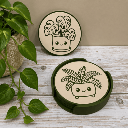 Whimlings Jungle Adventures coasters stored in the matching 3D printed coaster holder