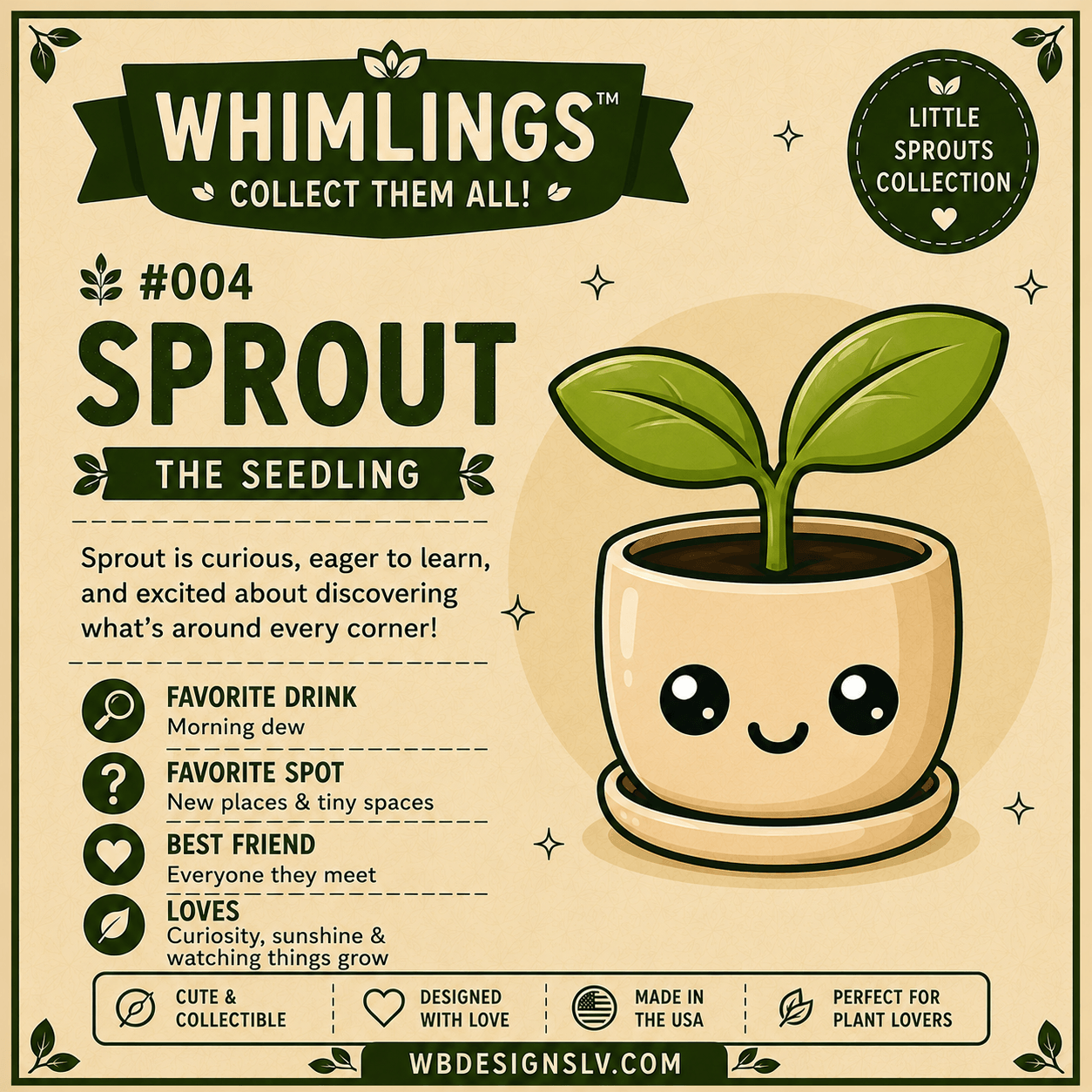 Sprout the curious seedling Whimlings character