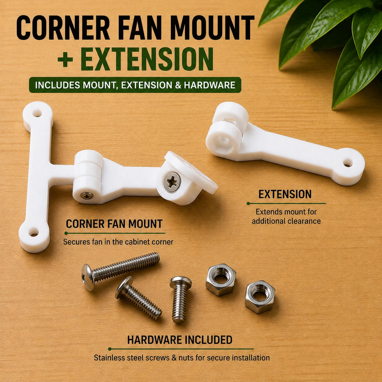 White IKEA Milsbo corner fan mount with extension arm – WBDesignsLV