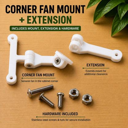 White IKEA Milsbo corner fan mount with extension arm – WBDesignsLV