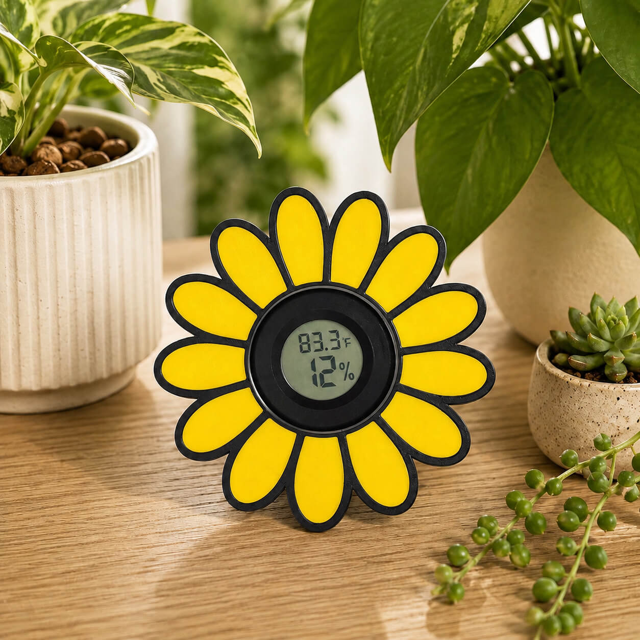 Yellow Daisy glass mount hygrometer – WBDesignsLV