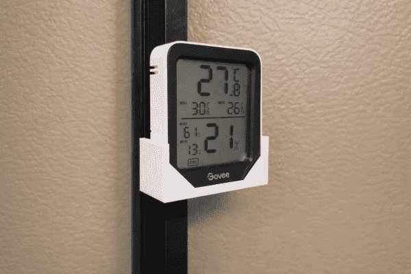 Govee Corner Mount White Up Close Angled IKEA Milsbo Hygrometer Corner Mount for Govee H5075